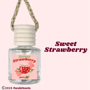 Sweet Strawberry Pure Air Scented Air Freshener Oil Diffuser - Hangable Glass Woody Design - Lasts 60+ Days - Fragrance Oil Diffuser