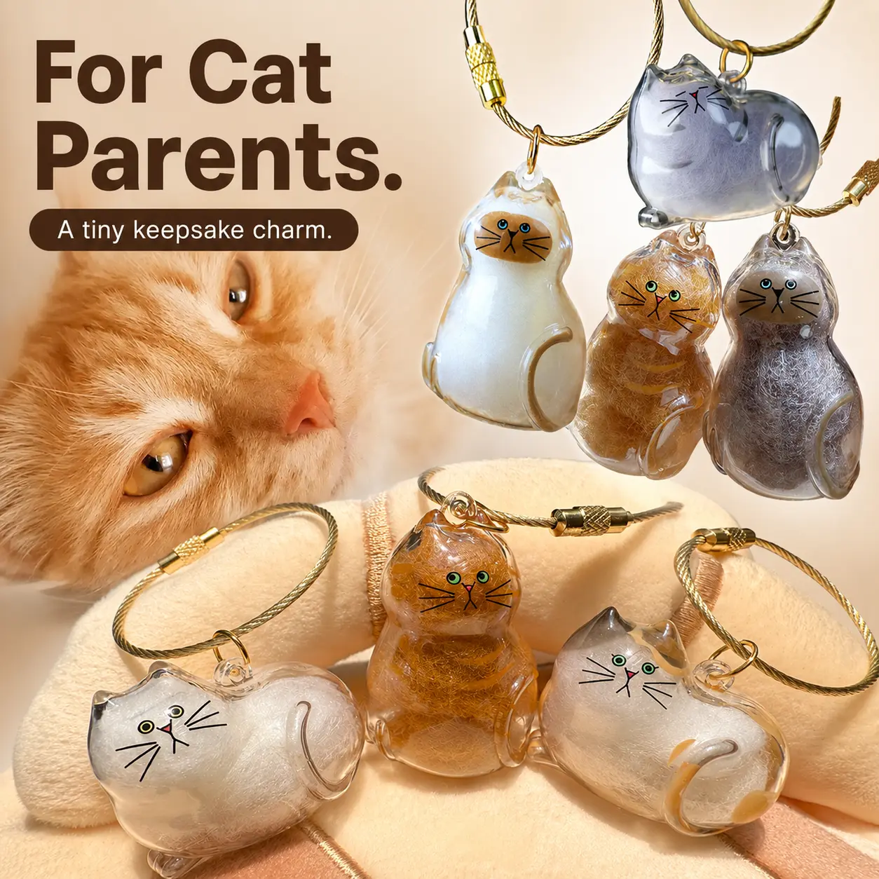 Cat Fur Collection Capsule, Cat Fur Memory Charm, Which Can Be Used as a Keychain or a Pendant and Carried Around With You. pet lover, Sentimental Cat Memorial Gift for Cat Parents, Do It Before It Is Too Late.