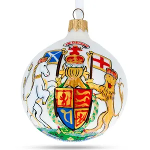 Coat of Arms of United Kingdom Blown Glass Ball Christmas Ornament 3.25 Inches