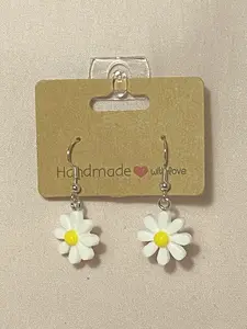 Daisy Dangle Earrings - Cute White Flower Jewelry