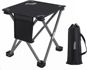 Portable Folding Stool – Lightweight Compact Camping Seat with Carry Bag for Fishing, Hiking, Backpacking, Travel, Beach & Outdoor Use (Black)