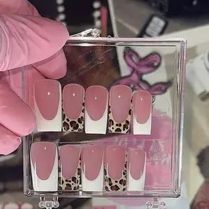 Leopard Press on Nails | press ons | French tip nails | white nails | acrylic nails | affordable nails | white press ons | leopard nails