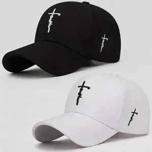 2-Pack Unisex Black White Baseball Cap, Chic Cross Embroidery Breathable Acrylic Duckbill Hat, Durable Casual Headwear Accessories, Trendy Stylish Cap for Outdoor Sports, Daily Street Wear & Summer Vibes Outfits