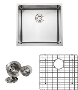Wells Sinkware CSU2119-9 21 in. Handcrafted 16 Gauge Undermount Single Bowl Stainless Steel Kitchen Sink, Apartment Kitchen, Rectangle