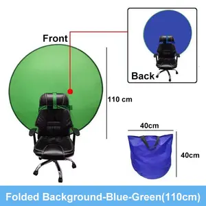 New Double-Sided Circular Chromakey Background – 110cm Foldable Green & Blue Backdrop with Carry Bag