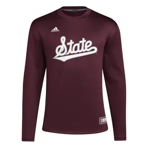 adidas Mens Mississippi State Bulldogs Icon Crew Neck Sweatshirt Casual - Red