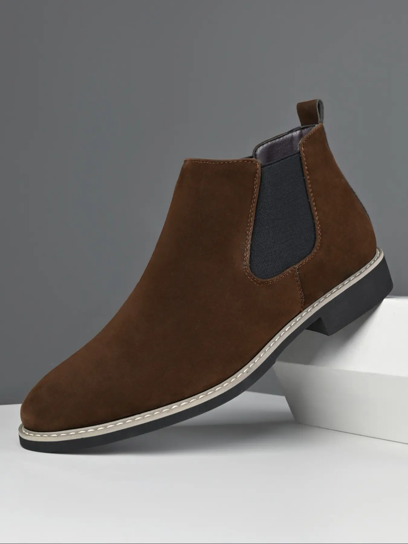 Men's Fashion Casual Classic Chelsea Round Toe Boots, Anti-Suede Pure Color, Solid Color Boots, Comfortable and Stylish, Perfect for Daily Wear, Casual Shoes, Footwear