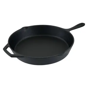 Alpine Cuisine Pre-seasoned Cast Iron Frypan 12-Inch - Black Cast Iron Frypan - Durable, Heavy Duty Cooking Pans - Multipurpose Use Kitchen Pans