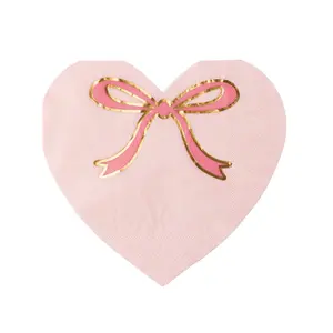 PETAL PINK BOW HEART LARGE NAPKIN