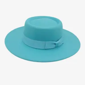 Elegant Turquoise Wide Brim Hat with Bow Detail for Women's Fashion