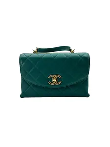Pre-owned CHANEL leather Crossbody Bags CoCo Handle Blue Quilted Handle Bag With Gold Hardware(28***63)