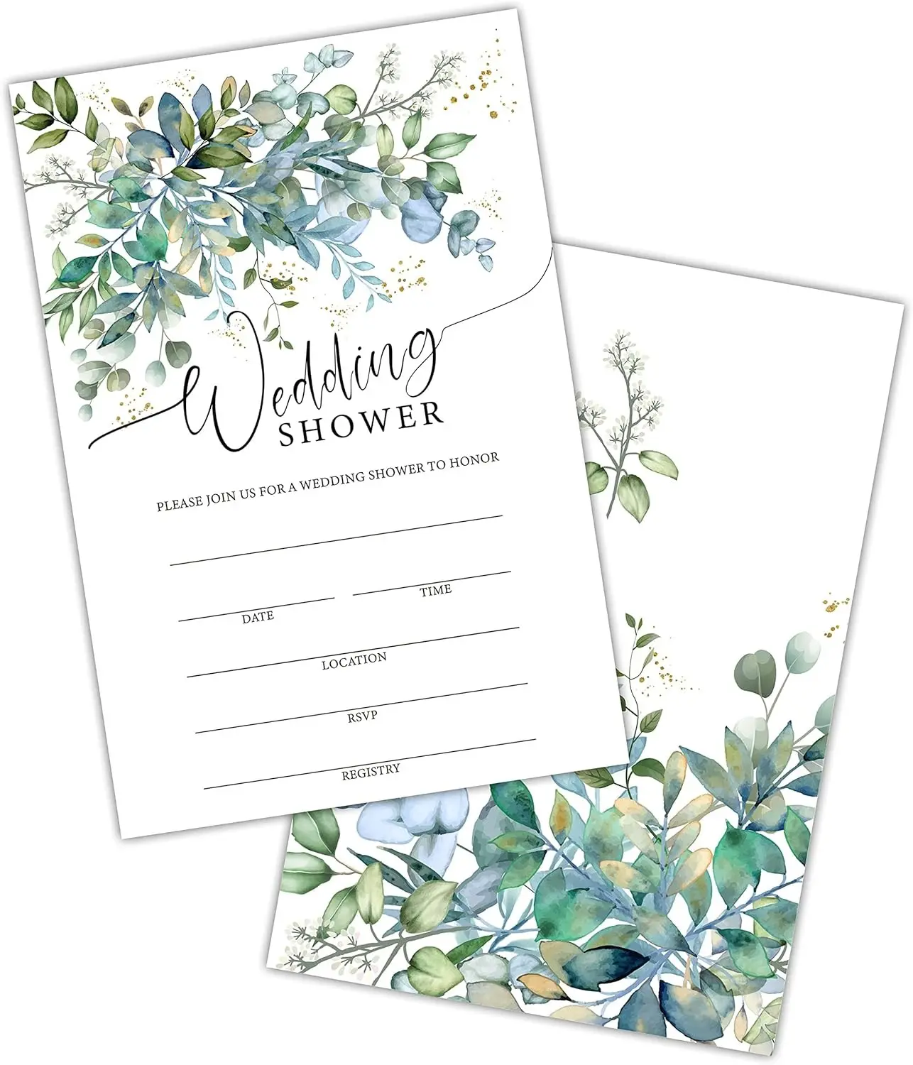 Greenery Wedding Shower Invitations, Floral Bridal Shower Invitations, Bridal Shower Invites for Engagement Party, Wedding, Bridal Shower, Set of 25 Invitations & 25 Envelopes (B02)