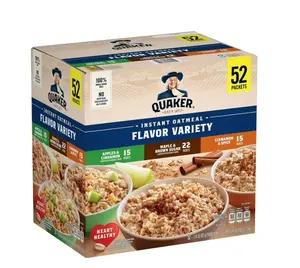 Quaker Instant Oatmeal Variety Pack 1.51 oz 52 pk. 3 Heart Healthy Flavors Apples & Cinnamon, Maple & Brown Sugar,  Cinnamon Spice