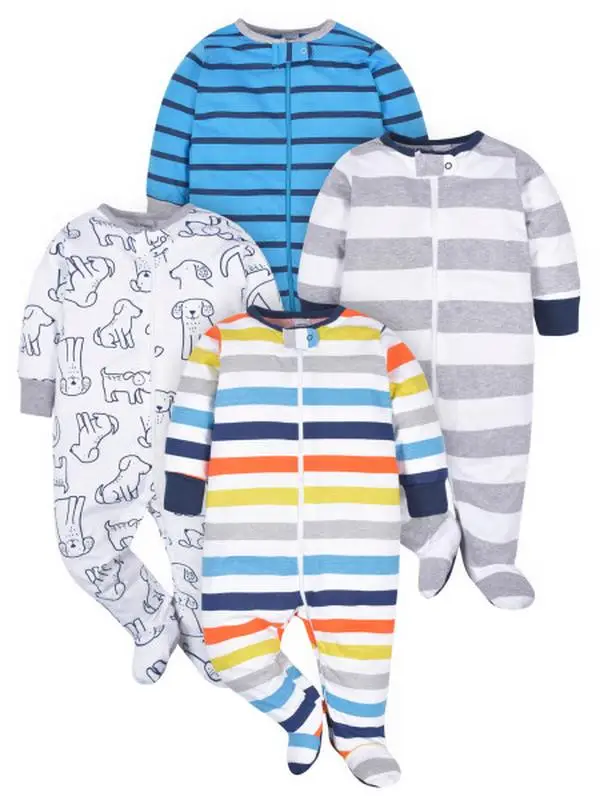 Gerber Baby Boys' Onesies Dog Sleep 'N Play, 4-Pack