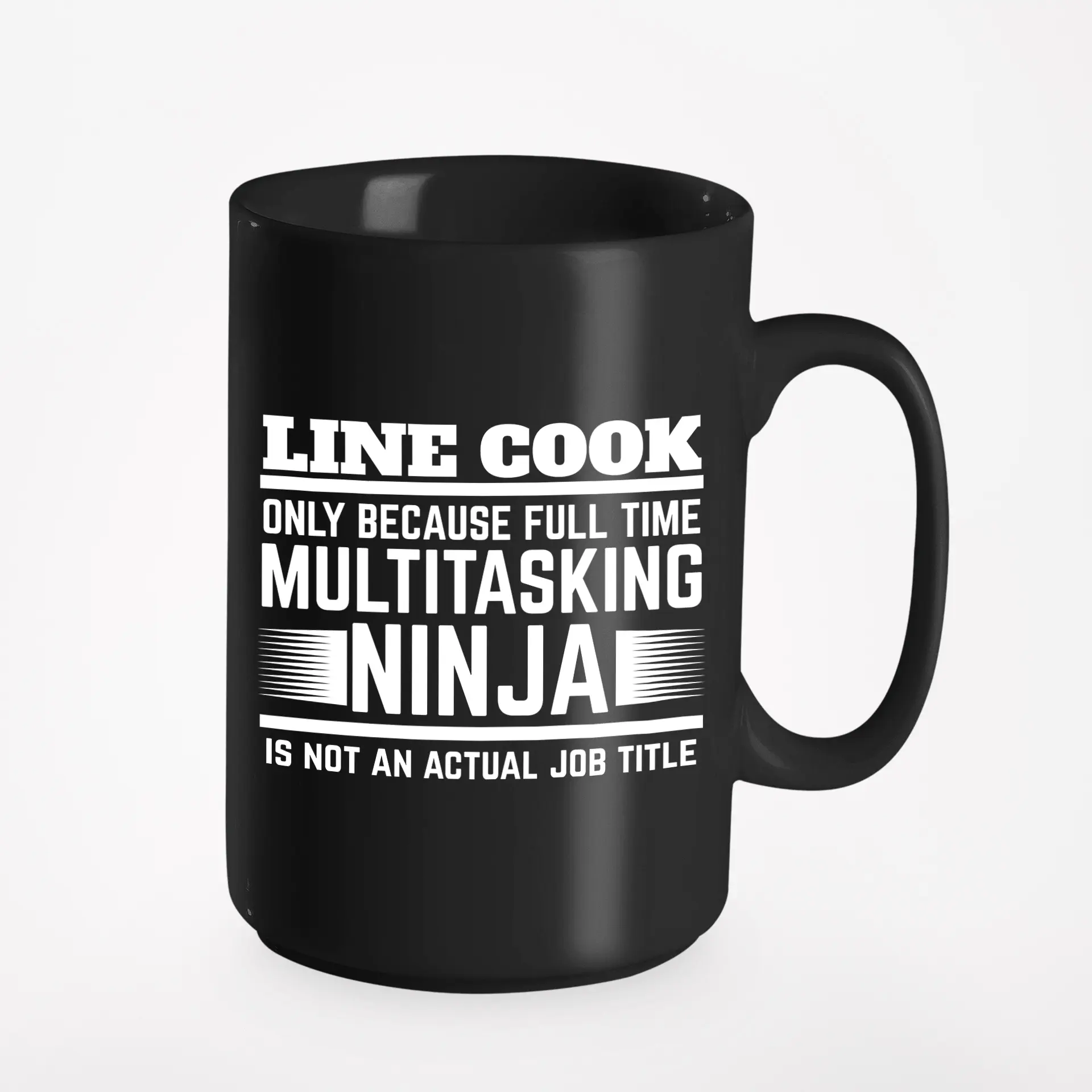 Line Cook Multitasking Ninja, Black 15oz Ceramic Mug