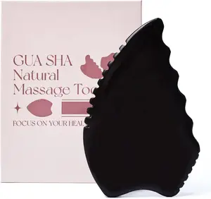 Gua Sha Facial Tools, Natural Bian Stone Gua Sha Jade Scraping Massage Tool, Body Gua Sha Stone with Comb, Large GuaSha Set for Traditional Acupuncture Therapy(Pear-Shaped)