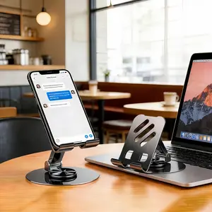 360° Rotating Alloy Phone Stand, Portable Foldable Desktop Holder, Universal Tablet-Compatible, Office Desk Use, Multiple Scenarios