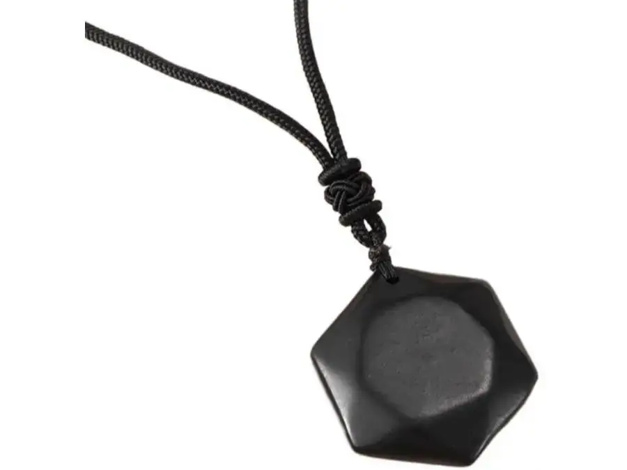 Shungite Stone Energy Emf Protection tar of David Necklace,Star of David EMF Necklace for Men Women,Black