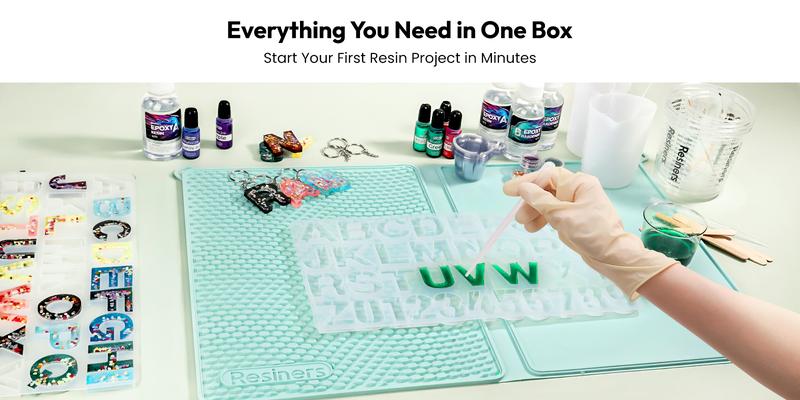 Resiners Alphabet Resin Starter Kit for Beginners Complete Kit with Molds,for Keychain, Jewelry, Pendant Making, Art, Home, Gift, Resin Crafts