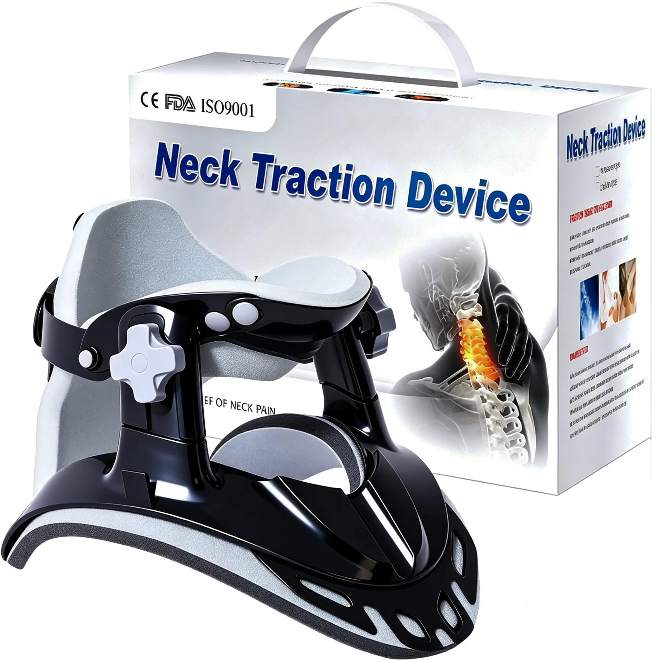 Neck Stretcher Cervical Traction, Adjustable Neck Traction Device, Neck & Shoulder Pain Relief, Neck Brace for Improved Spine Alignment, Used for Home, Office, Outdoor (Black)