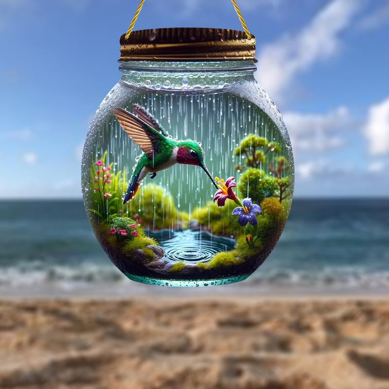 2D Colorful Hummingbird Mason Jar Suncatcher - Stained Glass Effect for Windows, Garden & Gifts 2D Colorful Hummingbird Mason Jar Suncatcher - Stained Glass Effect for Windows, Garden & Gifts