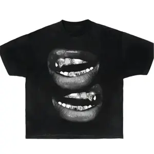 Garment Dyed Boxy Shirt Featuring a Grin Fang Mouth Design