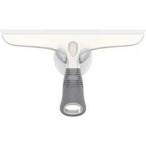 Multi-Purpose Silicon  for Window, Glass, Shower Door,  Windshield, Heavy Duty Window Scrubber, Includes Suction Hook, 10 inch, White & Gray, 1 Pack