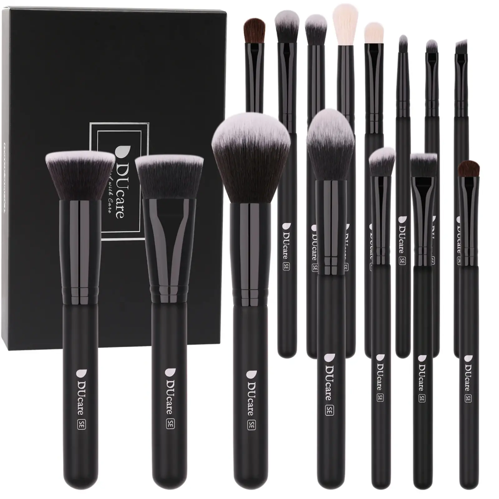 DUcare 15Pcs Makeup Brush Set with Wooden Handle & Soft Synthetic Bristles, All-in-One Full Face Kit for Beginners, Blends Flawlessly & Easy to Clean, Perfect for Daily Makeup & Travel