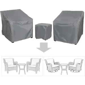 Patio Furniture Covers,Outdoor Furniture Cover ,Patio Furniture Set Covers for 3 count Outdoor Bistro,Patio Sofa Covers Set for 2 Chairs and Coffee Table,Grey