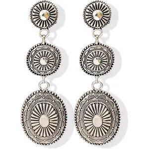 Western Earrings Outfit for Women Oval Silver Earrings Dangle Turquoise Western Jewelry Country Concert Outfits for Women Dress