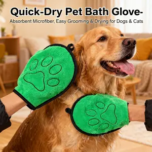 BeNat Pets Dog Bath Towel with Double Drop Pocket Design, Pet Grooming Manual Bath Accessory for Dogs