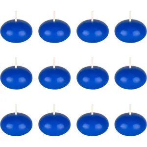 12 pcs Unscented Dark Blue Floating Candles Hand Poured 1.5 Inch Diameter Wax Candle for Home Décor Weddings Events Festivities Meditation Relaxation Spas