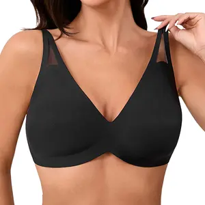 Womens No Underwire Bras Full Coverage Wireless Bra Seamless Mesh Push Up Bralette Comfortable--BA1225