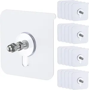 20 Pcs Self Adhesive Picture Hooks, 26.5 lbs Load No Drill Screw Stickers Heavy Duty Picture Hangers Without Nails, 16 mm No Nails Wall Hooks for Hanging, Sticky Hook for Bathroom Kitchen Hangable Organiser