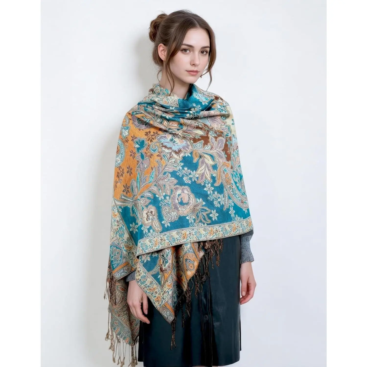 Pleated Punk Floral Scarf Hand-Pleated Cotton Scarf with Flower Petals — Textiles・Yuh main image 2