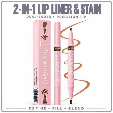 2-in-1 Dual-Ended Pen Style Lipliner Pencil, Precision Contour & Definition, Smooth Creamy Nude Brown, Smudge-Resistant, Long-Lasting, Waterproof Makeup for Over-Lined Lipstick & Everyday Use