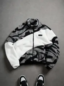 Men's Zipper Letter Graphic Collared Zip Up Fitted Windbreaker Jacket, Outdoor Parka Coat, Winter Jacket, Casual Streetwear, Aesthetic, Fall & Winter Fashion, Long Sleeves