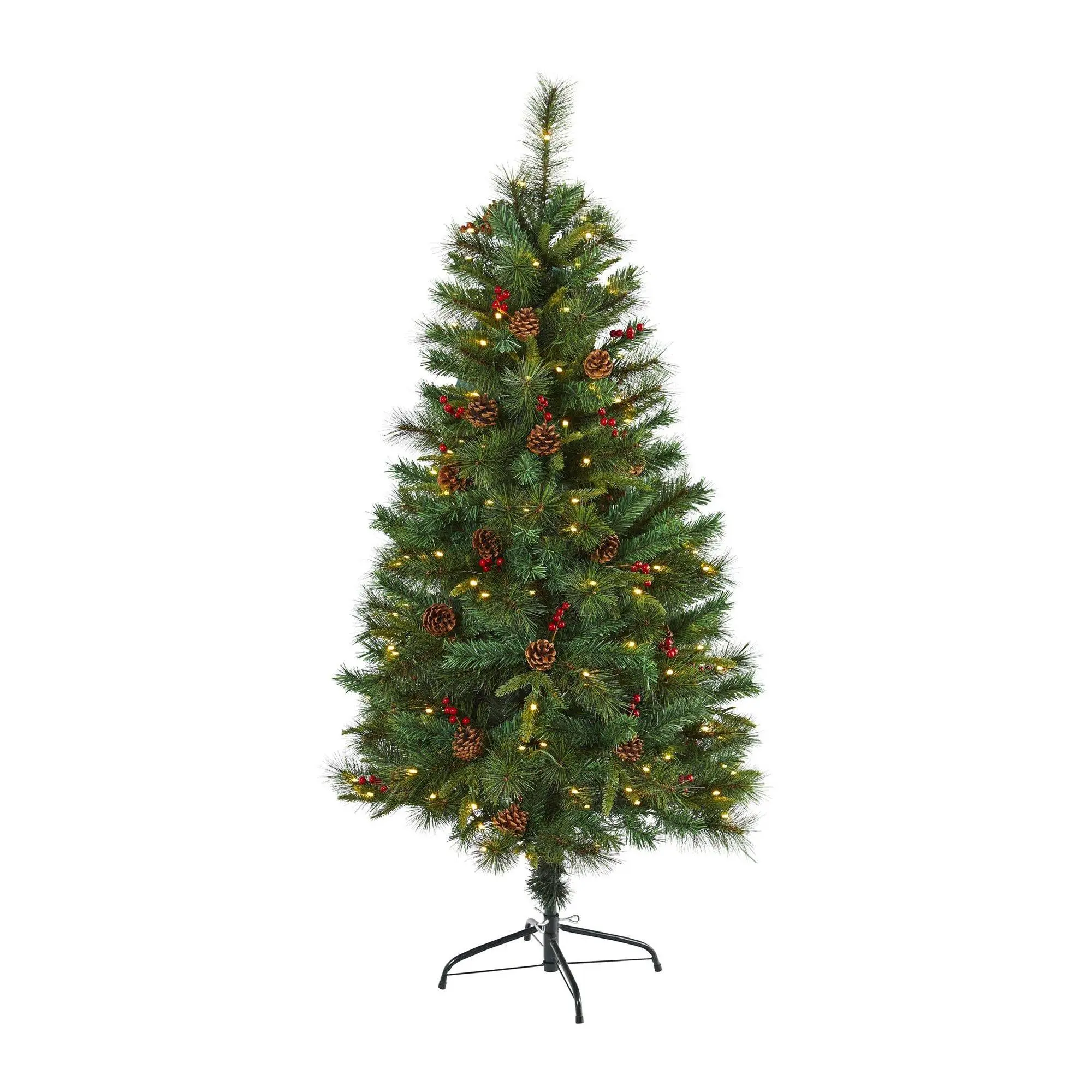 Nearly Natural 5-ft Mixed Pine Christmas Tree w/ LED Lights
