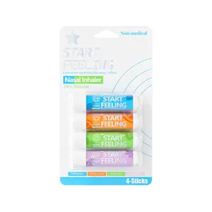 Natural Plant Essential Oil Nasal Inhaler Set, Mint Watermelon Peach Scented, Portable Travel Use, Unisex, 1-2 Sets, 4 Pieces Per Set