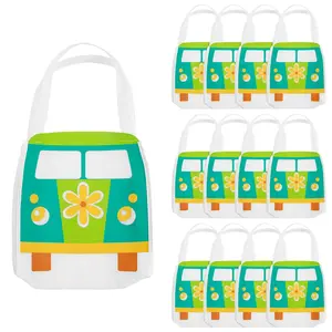 10" x 10" Medium Groovy Van-Shaped Nonwoven Tote Bags – 12 Pc.