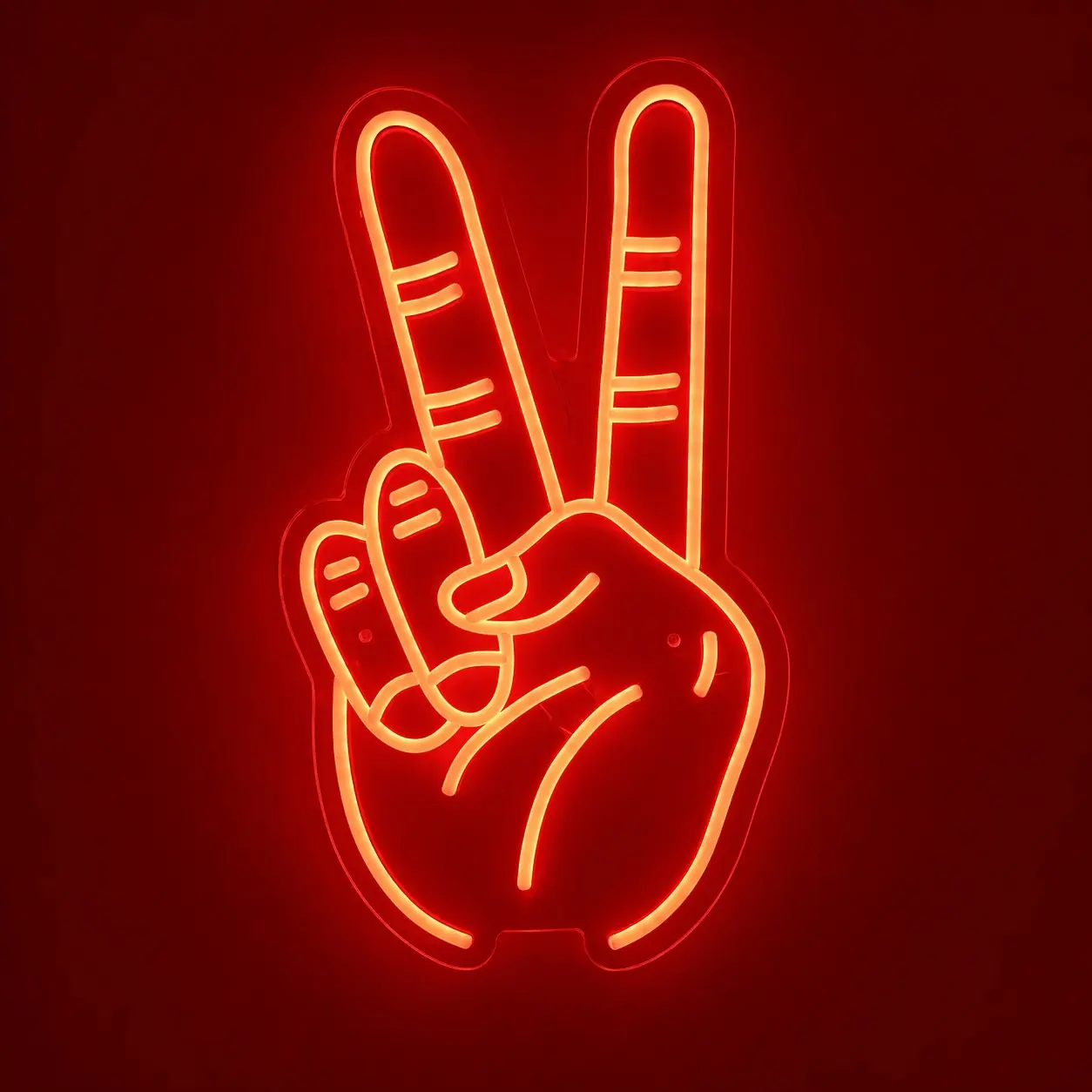 Peace Finger LED Neon Sign • USB Powered And Dimmable Victory Gesture Neon Light • Wall Decor for Home Additions, Party, Holiday Decor • Aesthetic Neon Peace Sign Decoration for Living Room, Dorm, Game Room • Gift for Peace Lovers