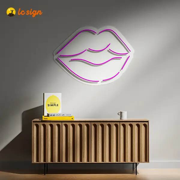 LC SIGN Lips Neon Sign for beauty salons, hair salons, nail parlors, tattoo shops, fashion boutiques, and cosmetic stores, clearly conveying your industry and enhancing the shop's style and attractiveness.