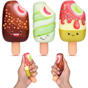 3 Pcs Squishies Set, Food Squishies Slow Rising Soft Kawaii Popsicle Squishies for Kids Stress Relief Food Foam Squishies Toy as Party Favor