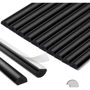 10-Pack Tile Edge Trim, 12" Wall Molding Trim for Peel and Stick Backsplash Tile, Tile Edge Decorative Liner Comes with 12 Pieces Strong Double-Sided Tape (Matte Black)