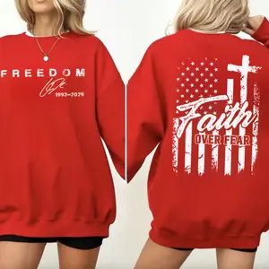 Freedom Signature Faith Over Fear Sweatshirt - Hoodie, We Wear Red On October, Freedom American Flag Shirt, Freedom Patriotic Tee, Gift for Men and Women