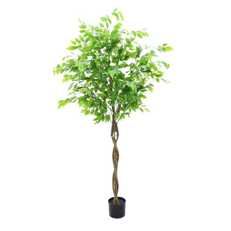 5.2'/5.9' Artificial Ficus Tree, Tall Fake Potted Ficus Tree With Planter, Realistic Texture Potted Faux Ficus Tree For Foyer Porch Decor Home Office Living Room Bedroom
