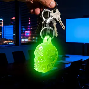 3D Skull Glow-In-The-Dark Keychain Pendant, Luminous Skeleton Accessory for Bags & Keys, Unique Halloween Party Favors