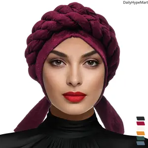 Floral Braided Headwrap, Boho Ethnic Style, Breathable Four Seasons Women Turban