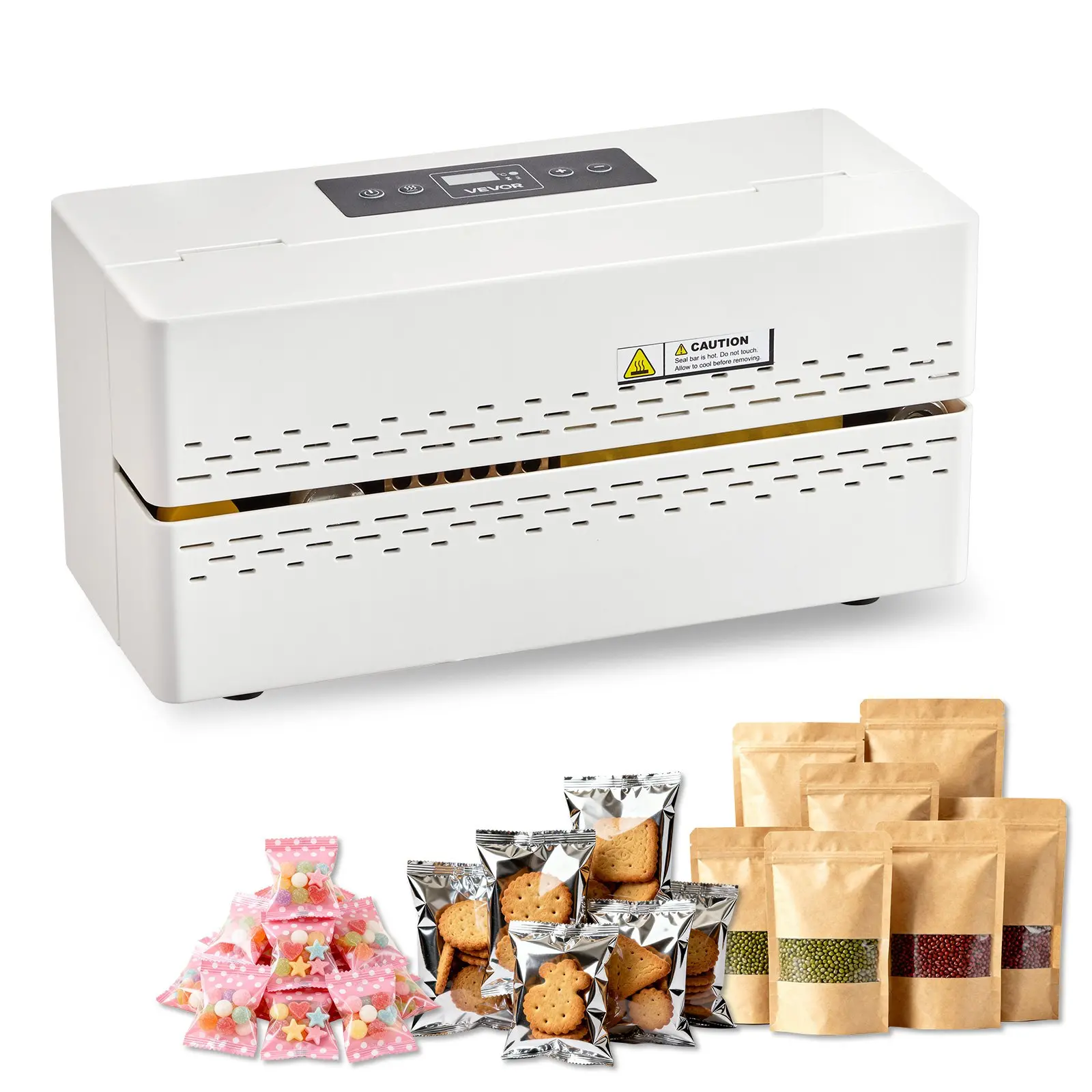 VEVOR Continuous Sealing Machine, 0.32-0.47 in Seal Width, Automatic Continuous Band Sealer with Digital Temperature Control, Automatic Shutdown, Heat Sealing Machine for 0.002-0.0.008 in Plastic Bag