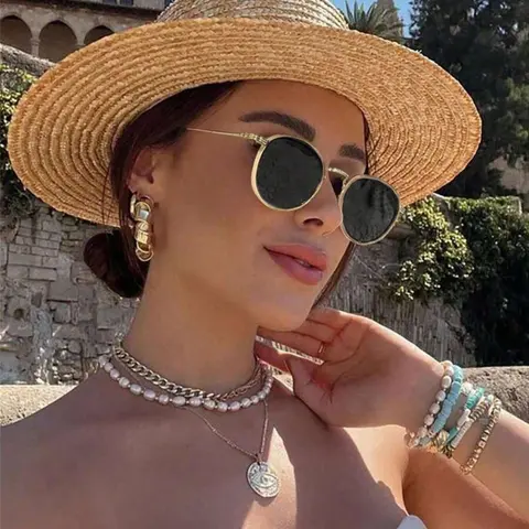 Unisex Vintage Round Frame Sunglasses, Trendy Casual Sunglasses for Travel Use, Fashion Accessories for Outdoor Activities, Stylish Glasses, Stylish Shades